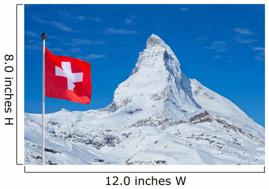 Famous Matterhorn with flag of switzerland Wall Mural