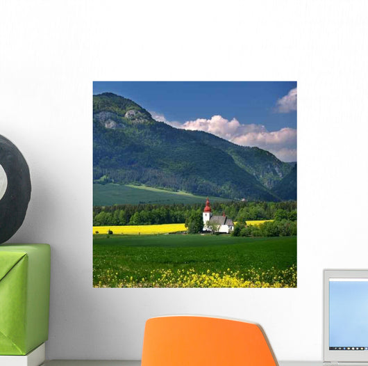 Mountain and Old Church Wall Decal