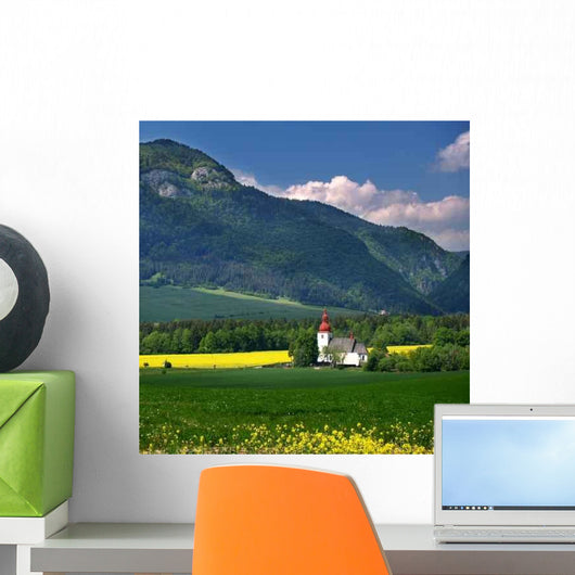 Mountain and Old Church Wall Decal