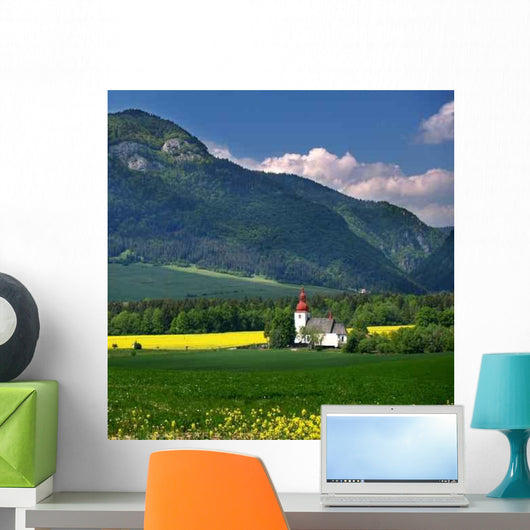 Mountain and Old Church Wall Decal