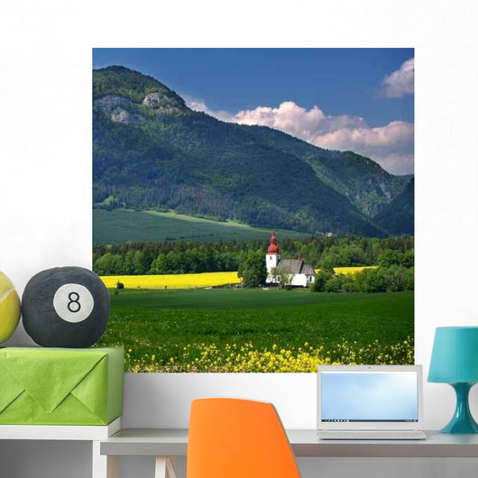 Mountain and Old Church Wall Decal