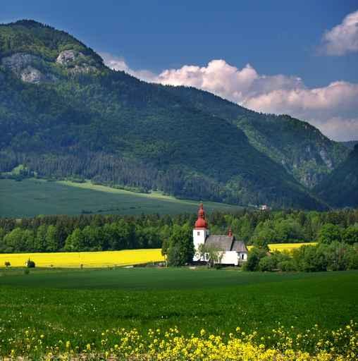 Mountain and Old Church Wall Decal