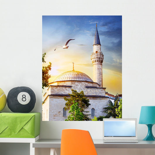Dome and spire of mosque at sunset Wall Mural
