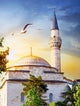 Dome and spire of mosque at sunset Wall Mural