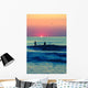 Sunset Beach and Surfers Wall Decal