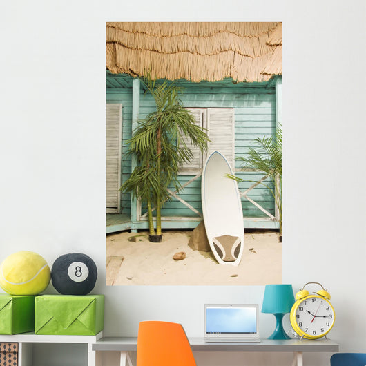 Sandy beach bungalow Wall Mural