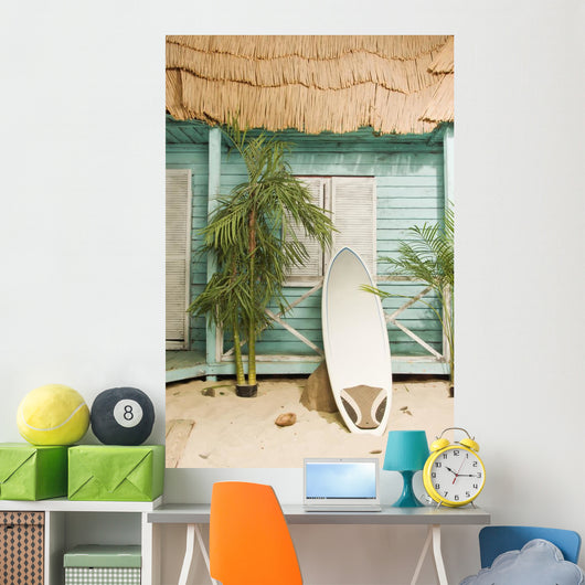 Sandy beach bungalow Wall Mural