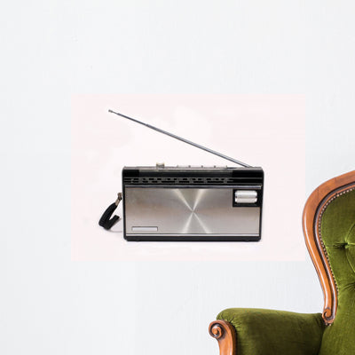 Retro Portable Radio Wall Decal shown on a wall