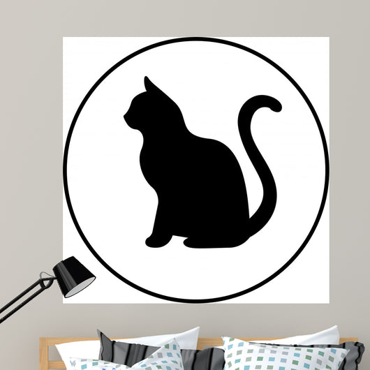 Black Silhouette Cat Wall Decal
