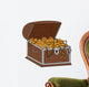 Open Full Treasure Chest - Isolated On White Wall Decal