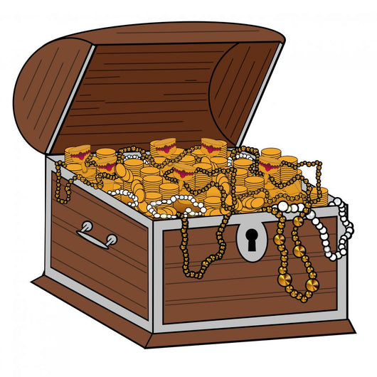 Open Full Treasure Chest - Isolated On White Wall Decal