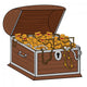 Open Full Treasure Chest - Isolated On White Wall Decal