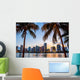 Miami Florida Skyline and Palm Trees Wall Decal