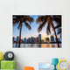 Miami Florida Skyline and Palm Trees Wall Decal