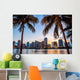 Miami Florida Skyline and Palm Trees Wall Decal