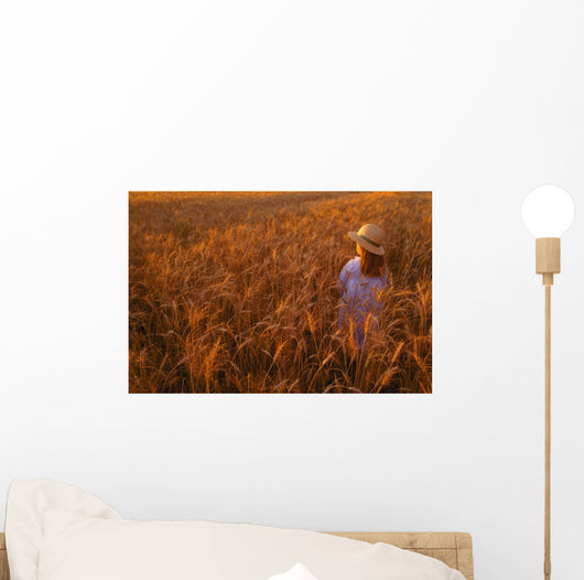 Girl with Hat Field Wall Decal