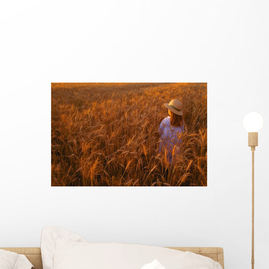 Girl with Hat Field Wall Decal
