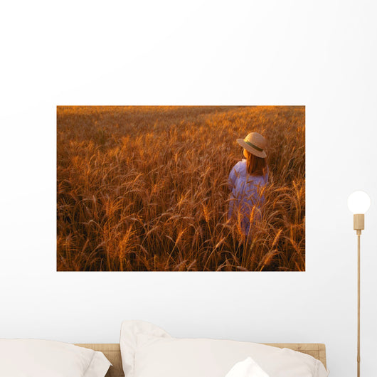 Girl with Hat Field Wall Decal