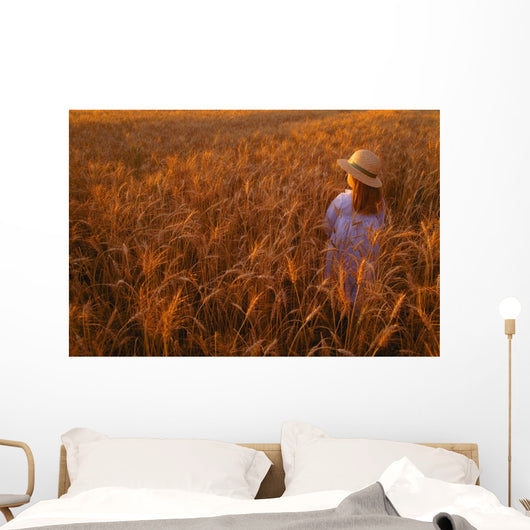Girl with Hat Field Wall Decal