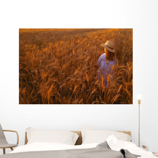 Girl with Hat Field Wall Decal