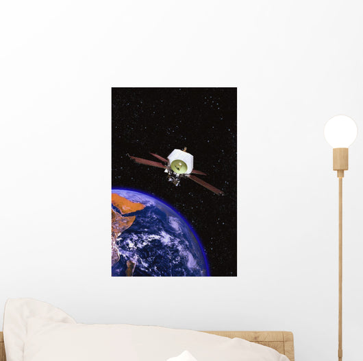 Satellite Orbiting Earth Wall Decal
