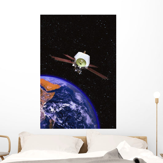 Satellite Orbiting Earth Wall Decal