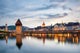 Lucerne. Image of Lucerne, Switzerland during twilight blue hour Wall Mural
