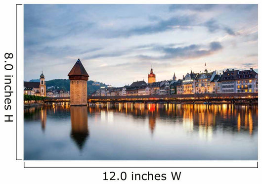 Lucerne. Image of Lucerne, Switzerland during twilight blue hour Wall Mural