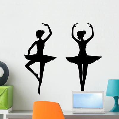 2 Ballet Dancers Wall Decal shown on a wall