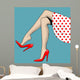 Vintage drawing of beautiful woman legs in red high-heeled shoes Wall Mural