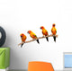 Four Perched Parrots Wall Decal
