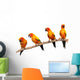 Four Perched Parrots Wall Decal
