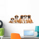 Five German Boxer puppies on white Wall Decal