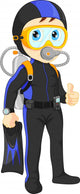 scuba diver boy thumb up Wall Decal