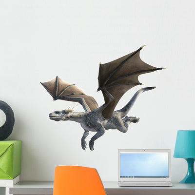 Elegant Dragon Wall Decal shown on a wall