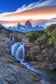 Mt Fitz Roy with a waterfall, Los Glaciares National Park, Argentina Wall Mural