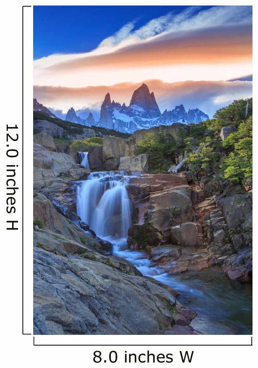 Mt Fitz Roy with a waterfall, Los Glaciares National Park, Argentina Wall Mural