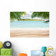 Sandy tropical beach with island on background Wall Mural