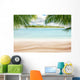 Sandy tropical beach with island on background Wall Mural