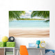 Sandy tropical beach with island on background Wall Mural