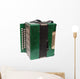 Green Accordion Isolated on White Background Wall Decal
