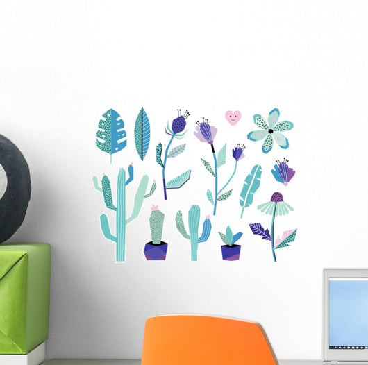Summer Jungle Plants Wall Decal Sticker Set