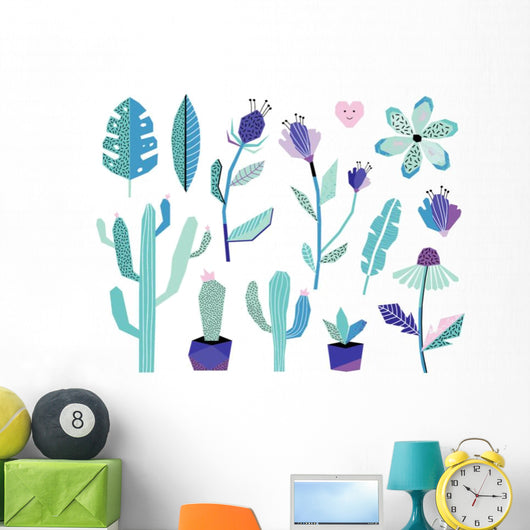 Summer Jungle Plants Wall Decal Sticker Set