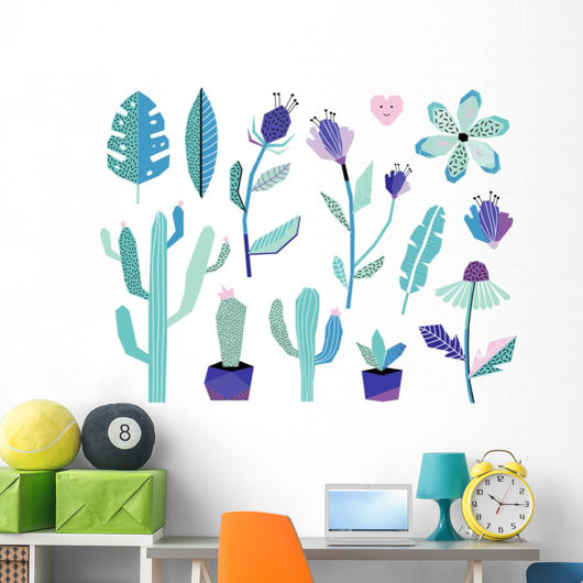 Summer Jungle Plants Wall Decal Sticker Set
