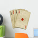 Four old vintage dirty aces poker cards, isolated over white. Wall Decal