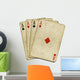 Four old vintage dirty aces poker cards, isolated over white. Wall Decal