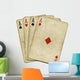 Four old vintage dirty aces poker cards, isolated over white. Wall Decal