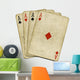 Four old vintage dirty aces poker cards, isolated over white. Wall Decal