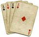 Four old vintage dirty aces poker cards, isolated over white. Wall Decal