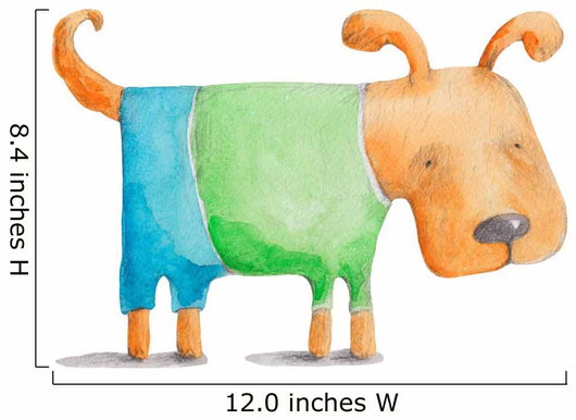 Little red dog in shirt and pants. Watercolor illustration Wall Decal